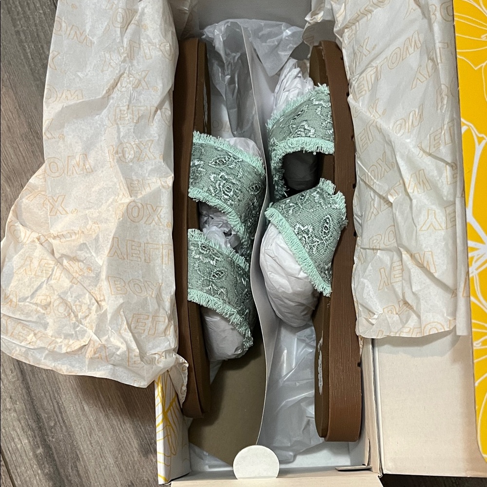 Yellow Box Aqua Lace Slide Sandals